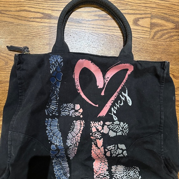 Juicy Couture Black Canvas Tote Bag - Great Condition - Picture 2 of 11